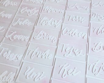 Modern Acrylic Tile Calligraphy Place Cards- Set of 12