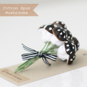 1 dozen Large Chocolate Brown German Cotton Spun Mushrooms