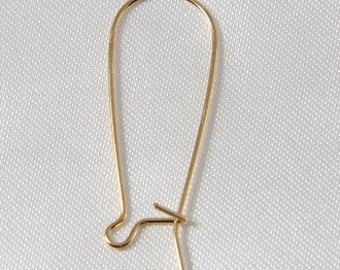 20 pcs 10 Pair - 35mm Large Kidney Ear Wires Earring Findings Gold