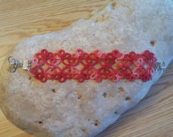 Shades of Red Tatted Bracelet