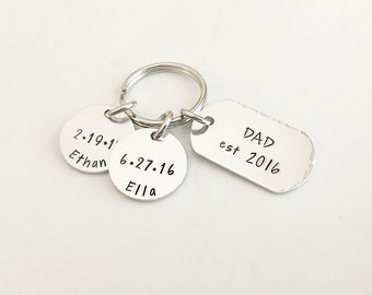 Father's Day Gift from Kids - Father's Day Keychain Personalized - Dad Established - New Dad Gift - Dad Keychain Personalized