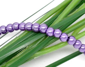 Lot of 20 beads glass round light purple 4mm