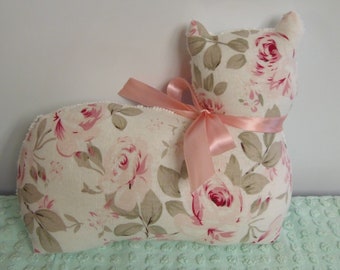 Rachel Ashwell Rosalie Linen Fabric Cat Pillow handmade by sewbuzyb