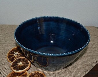 deep blue serving bowl, vegetable dish, casserole bowl, salad bowl, fruit bowl, decorative bowl, pasta bowl, home decor