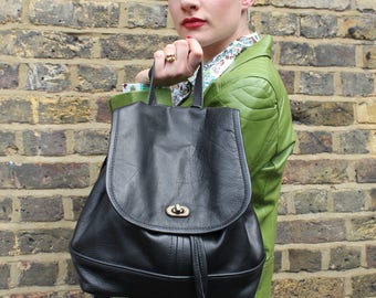 Barcelona Backpack Black Leather