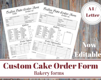 Custom Cake Order Form, Bakery Forms, Cake Order Form, Baking Business Form, Home Bakery Business, Small Business, Order Information