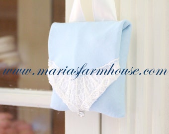 Aromatherapy, French Dried Lavender Hanging Sachet with Satin Ribbon and Swarovski Rhinestone, Gifts for Her