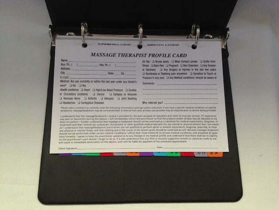 Massage Therapist Client Profile Binder With 100 Profile Cards