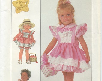 UNCUT Girl's Dress Sewing Pattern Simplicity 8526 Size 1/2-1 Summer, School Clothes, Spring, Ruffle Dress, Bloomers