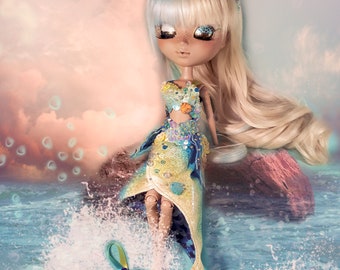 OOAK - Yellow and Blue Mermaid Outfit for Pullip