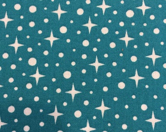 Rhoda Ruth Stars on Teal by Elizabeth Hartman for Robert Kaufman Fabrics