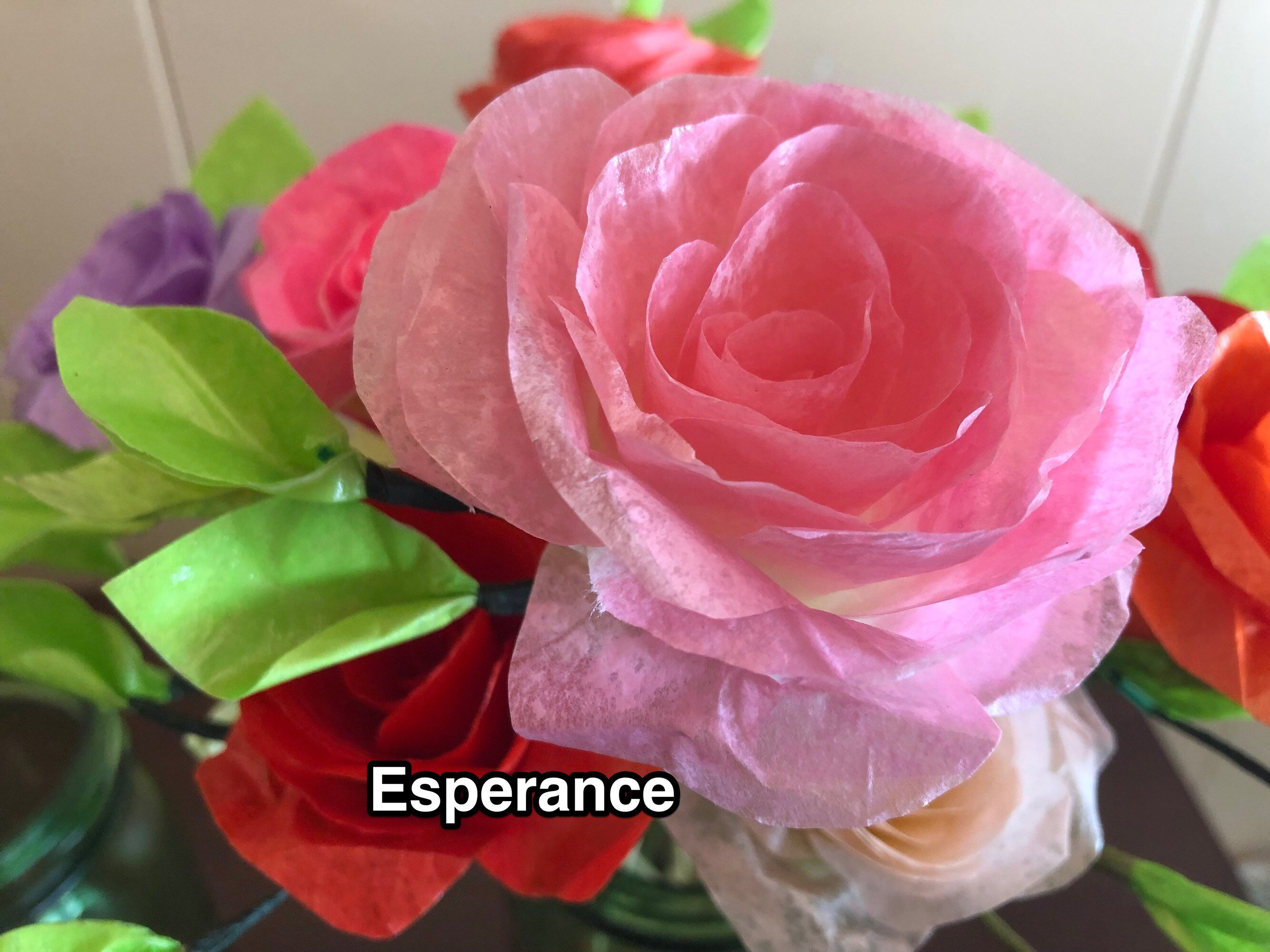 lifelike paper rose pink esperance