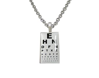 Unbordered Rectangular Optometrist Pendant Necklace
