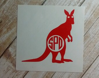 Kangaroo Decal/Boomer Monogram /Flyers Initials Monogram/Decal/Vinyl Decal/Initial Monogram/Australia Kangaroo Decal Monogram/HTV Decal