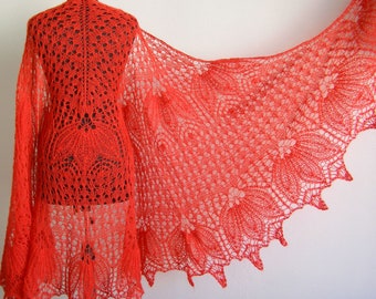 knitted shawl red shawl Mohair Shawl hand knit shawl gift for mom lace shawl Lace Wedding Knitting Shawl knit shawl Hand womens gift