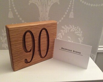 Solid oak house number signs - two numbers
