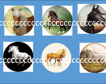 10 glass cabochons 20 mm horse theme