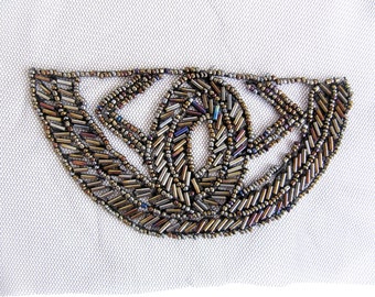 2PCS.Bugle Beads Epaulet/Shoulder Pads/Beaded Patch/Costume Embellishment/beaded shoulder pads/melange bead epaulet