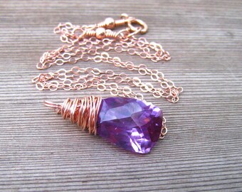 Rose Gold Alexandrite Necklace, Lab Created Stone, June Birthstone, Alexandrite Jewelry