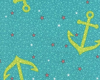 SALE - Michael Miller - Into the Deep Collection - Starfish Anchors in Aqua