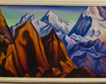 Blue Mountains, Original oil painting, wall art landscape painting Hand painted Hymalaya blue mountains Birthday gift, Gift for her
