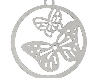 set of 10 charms/pendants prints filigree Matte Silver butterflies of 23 X 21 mm