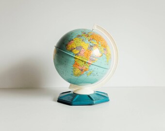 Vintage World Tin Globe Chein Company // World Globe with Stand