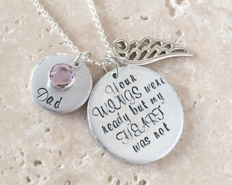 Personalized Memorial Necklace, Your Wings Were Ready, Memorial Jewelry, Loss Jewelry, Memorial Gift, Sympathy Necklace, Sympathy Gifts,