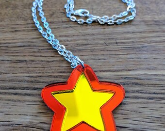 Steven Universe Star, Mirrored Geekstar Geek Necklace, Crystal Gem Jewelry