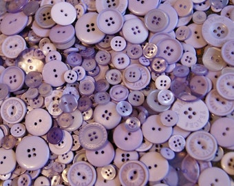 100 Lavender Buttons, Assorted Size Mix, Sewing Crafting Jewelry Collect (1398 )