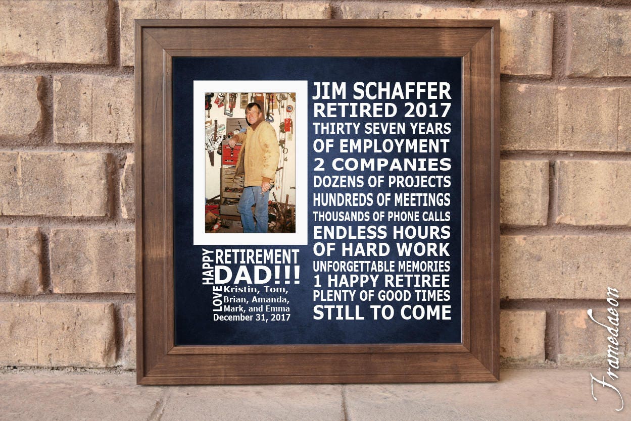 Retirement Custom Picture Frame personalized frame wooden