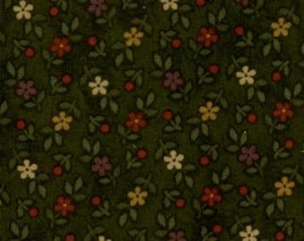 moda fabric by 1/2 yard Kansas Troubles Quilters FAVORITES-small flowers on dark green 9054-19