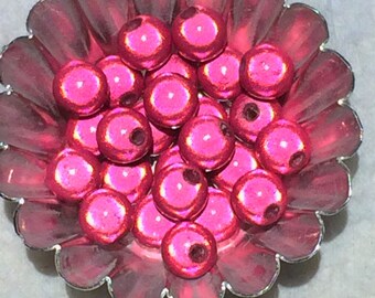 25 Acrylic Miracle Beads - Deep Pink Illusion - 8mm Round Beads