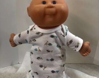 Cabbage Patch NEWBORN 12 inch Doll Clothes, Adorable "ZOO ANIMALS" Nightgown, 12 inch Newborn Doll Clothes Nightgown, Giraffe,Elephant,Bears