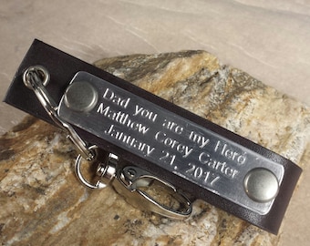 FREE SHIPPING-Engrave Keychain, Dad Leather Keychain, Personalized Keychain, His/ Hers Leather Keychain, Custom Keychain,, Father's Day Gift