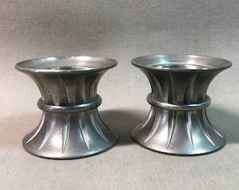 Ceramarte Brazil Pewter Candle Holders 1993 Set of Two