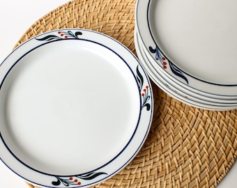 6 Vintage Dansk Maribo Salad Plates / Dansk Bistro Portugal / Japan / Niels Refsgaard / Cobalt Blue With Berries / Dansk Dishes / Tableware