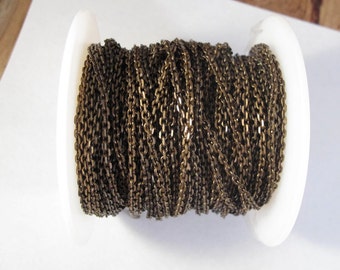 Thin Brass Chain, Antique Brass Cable Chain, By the Foot, Diamond Cut Chain, 2mm Chain for Making Jewelry, Vintage Chain (40 099 11 6)