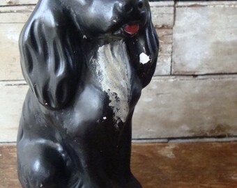 Vintage Chalkware Spaniel Bank 1950's