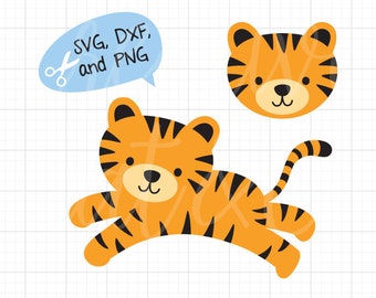 Tiger SVG DXF Baby Tiger SVG dxf Cute Tiger Face Head svg dxf File for Cricut or Silhouette Cute Tiger svg Cut File Clipart Clip Art