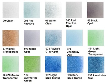 Fusing Supplies: Glass Frit POWDER Uroboros System 96 COE Many Colors Full 8.5 ounce Jars Clear Green Red Blue Orange Aventurine 00-2404