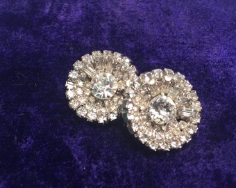 Vintage Costume Diamond Clip-On Earrings