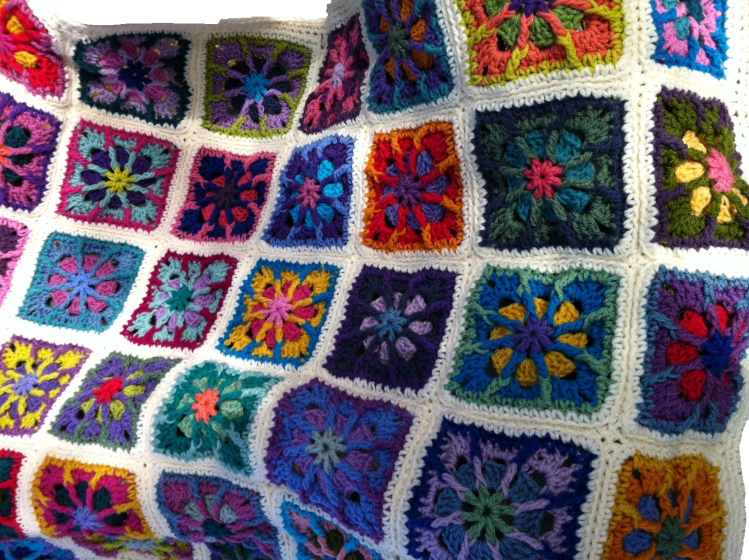 Crochet afghan kaleidoscope granny square 40 in. x 60. in.