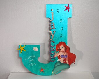Princess Letter, Ariel Letter, Custom Wooden Letter, Girls Room Decor, Disney Princess Letters, The Little Mermaid Letter