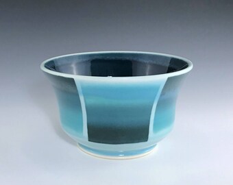 Teal Ceramic Bowl, Porcelain Cereal Bowl, Porcelain Bowl, Ceramic Soup Bowl, Teal Ombré Bowl, Wheel Thrown Pottery Bowl, Ceramic Candy Dish