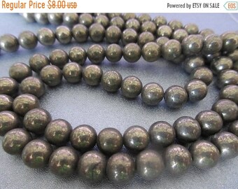 ON SALE 20% OFF Pyrite Round 8mm Beads 50pcs