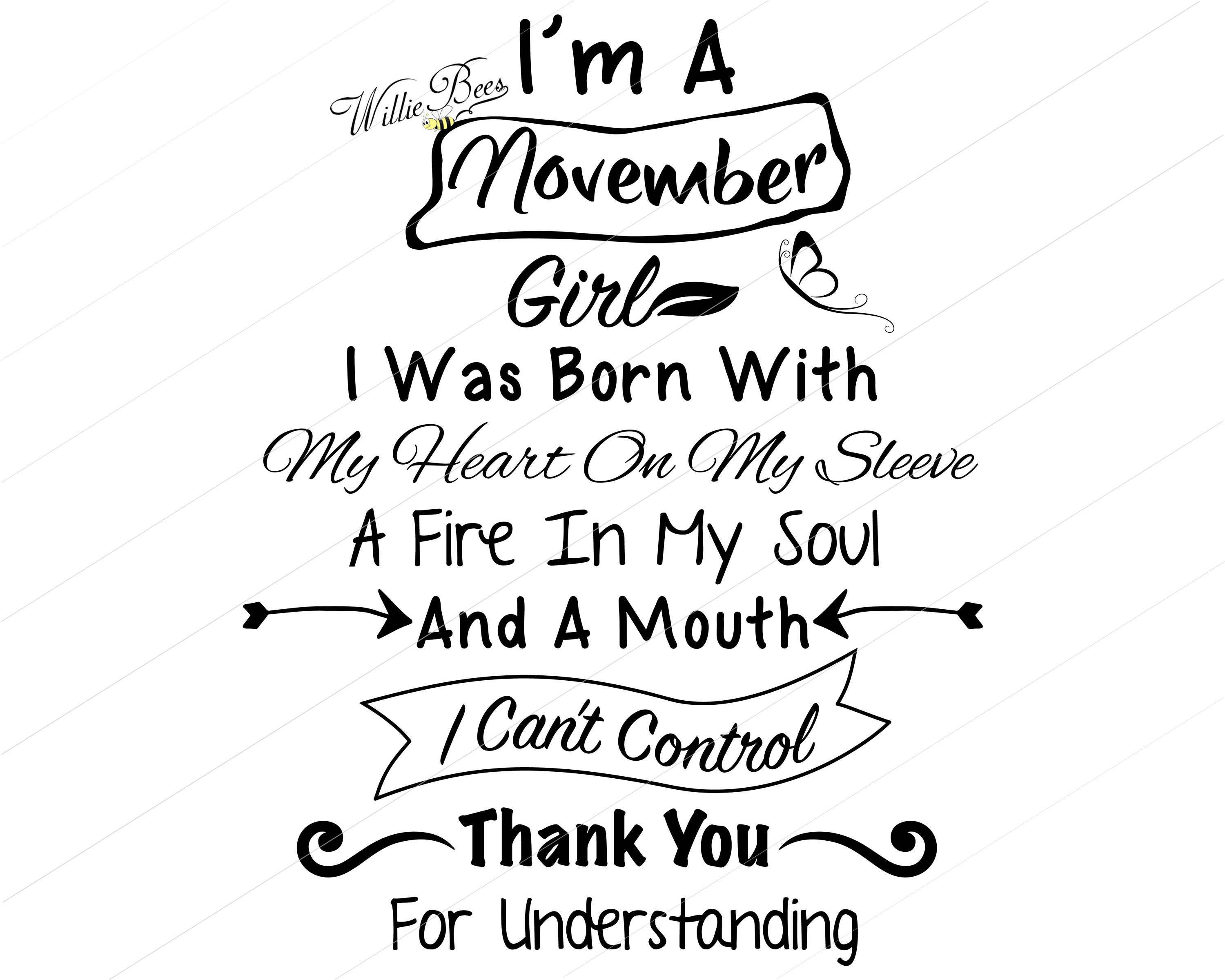 Download I'm A November Girl Birthday Girl Cut File Heart On My