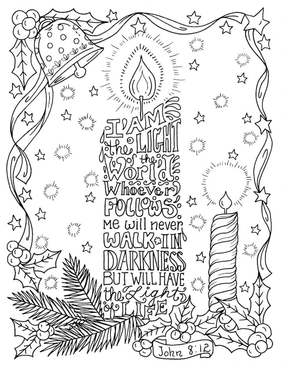 Christmas Candle Coloring page Christian Scripture Color book