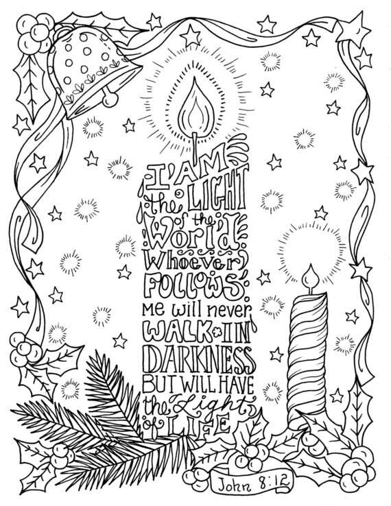 Christmas Candle Coloring page Christian Scripture Color book