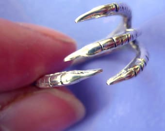 Claw ring Unique Sterling Silver Jewelry Adjustable ring Sterling silver ring Talon ring gift for her bird ring Dragon Not spoon ring R-025